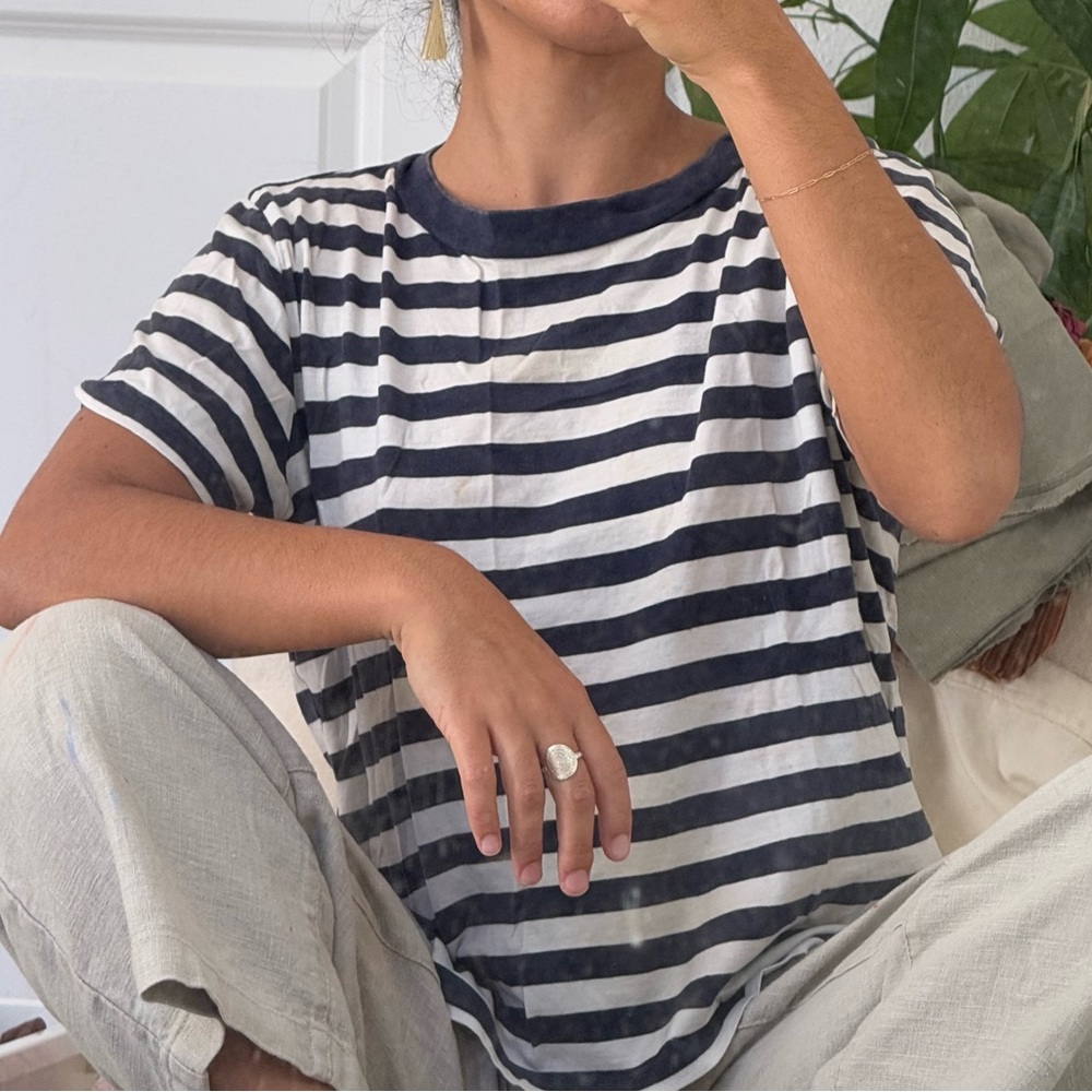 Striped Navy and White Women's Top